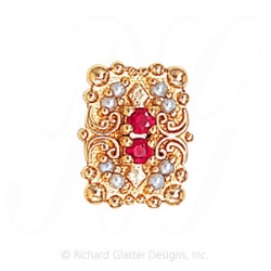 GS530 R/PL - 14 Karat Gold Slide with Ruby center and Pearl accents 